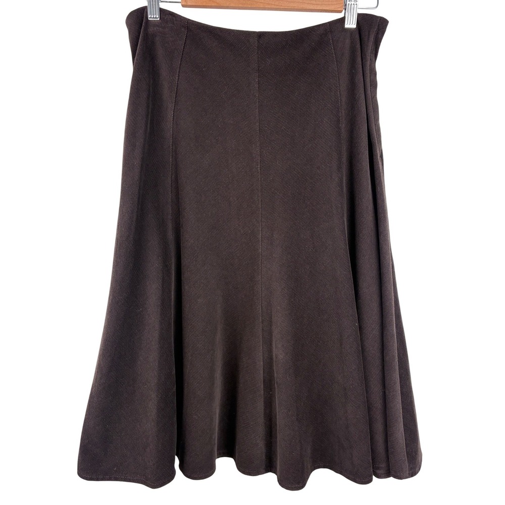 Jones New York Signature Brown Corduroy A-Line Midi Skirt Size 10 100% Cotton - Picture 3 of 8